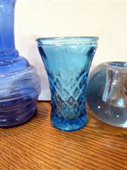 VTG BLUE GLASS ART GLASS COLLECTION - LOT OF 12 PCS
